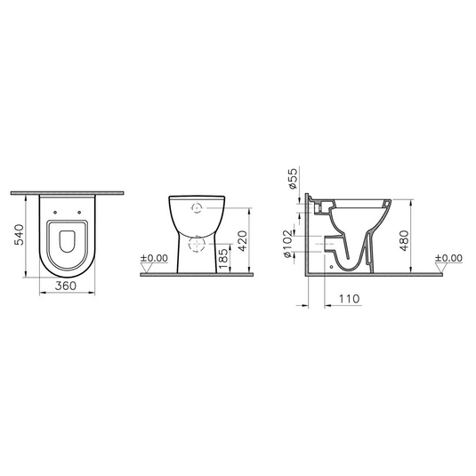VitrA S50 Back to Wall Pan Only - White - 5369L003-0075 - Envy Bathrooms Ltd