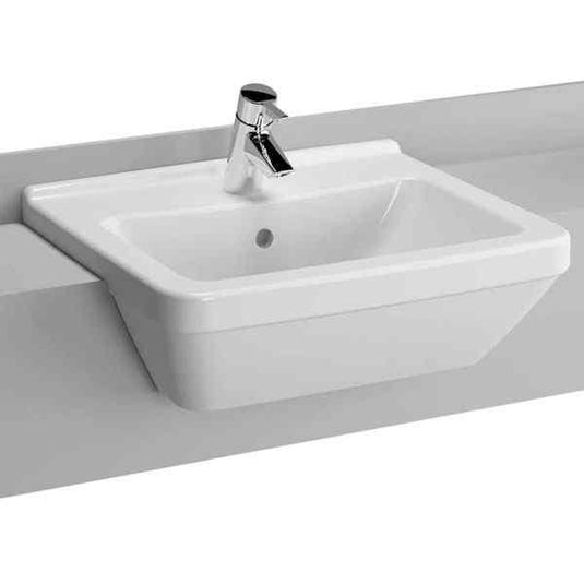 Vitra S50 Square Semi-Recessed Basin - 550mm Wide - 1 Tap Hole - Envy Bathrooms Ltd
