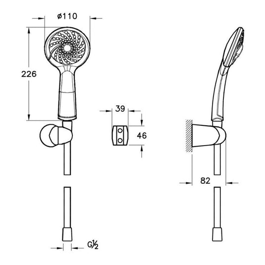 VitrA Samba 3-Function Hand Shower | Chrome | A45679WSA - Envy Bathrooms Ltd