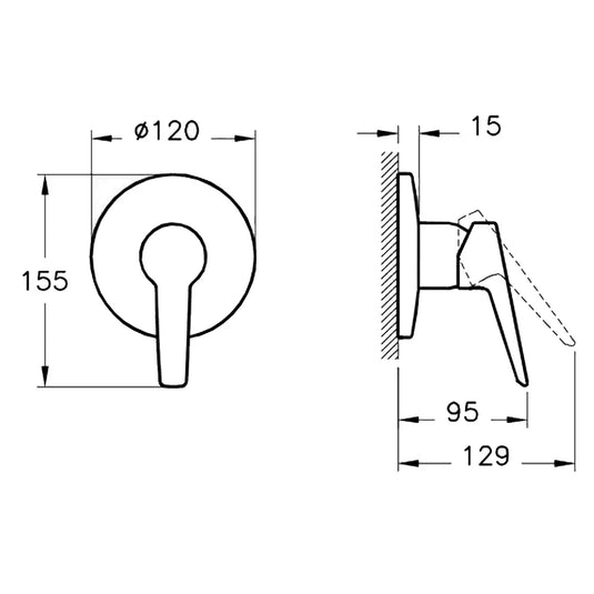 Vitra Solid S Manual 1-Outlet Concealed Shower Valve - Single Handle - Chrome - Envy Bathrooms Ltd