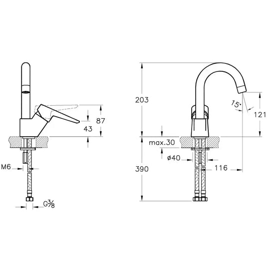 Vitra Solid S Monobloc Basin Mixer Tap with Swivel Spout - Single Handle - Chrome - Envy Bathrooms Ltd