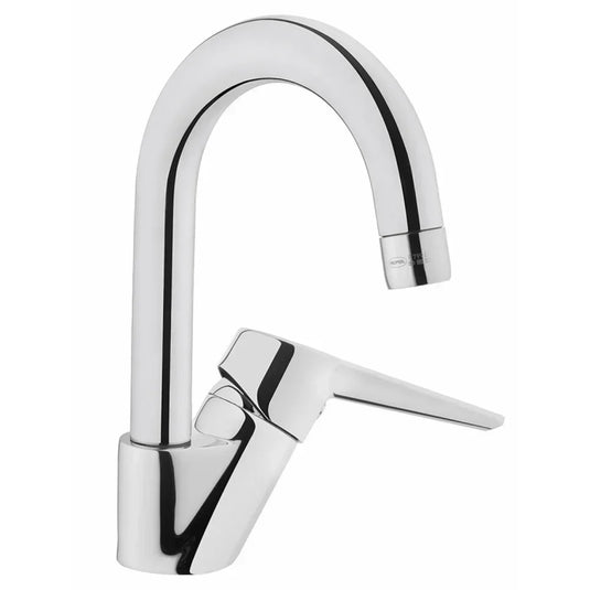 Vitra Solid S Monobloc Basin Mixer Tap with Swivel Spout - Single Handle - Chrome - Envy Bathrooms Ltd
