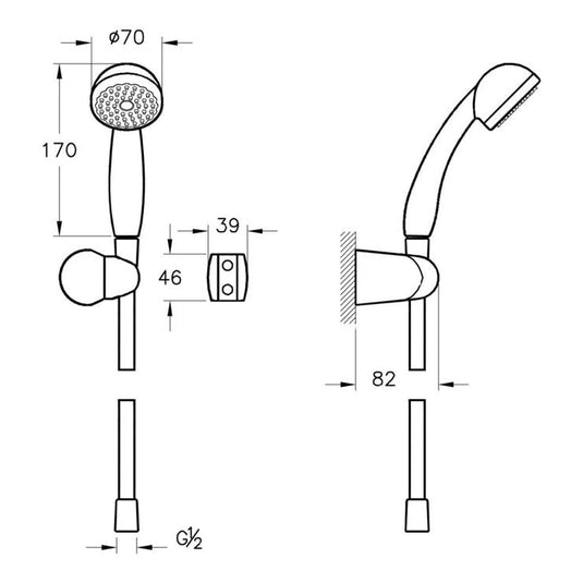 VitrA Solo C Hand Shower | Chrome | A45675EXP - Envy Bathrooms Ltd