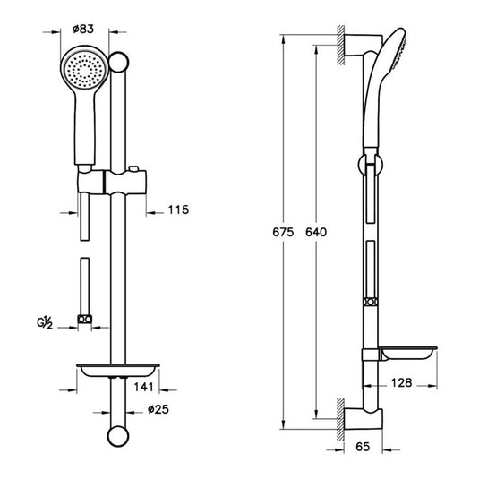 VitrA Solo C Hand Shower With Slide Rail | Chrome | A45676EXP - Envy Bathrooms Ltd