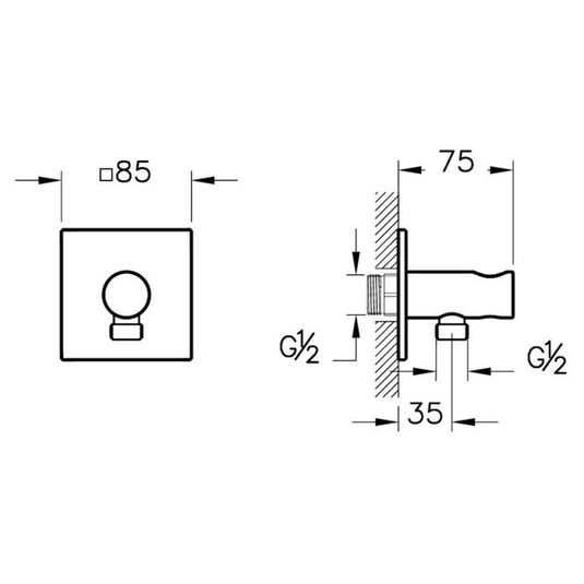 VitrA Suit Built-In Hand Shower Outlet | Chrome | A42832 - Envy Bathrooms Ltd