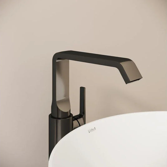 VitrA Suit Tall Basin Mixer (Side Handle) - Gloss Black - A4276539 - Envy Bathrooms Ltd