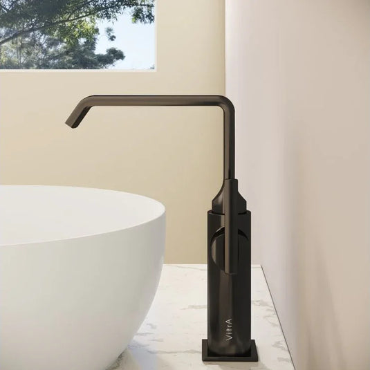 VitrA Suit Tall Basin Mixer (Side Handle) - Gloss Black - A4276539 - Envy Bathrooms Ltd