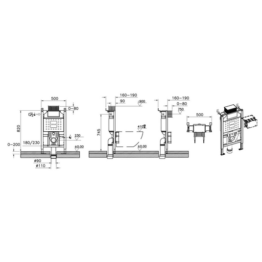 VitrA V-Fix Prime Reduced Height (82cm) WH WC Frame & 3/6L Cistern (Floor/Wall Fix) - 761-5805-01UK - Envy Bathrooms Ltd