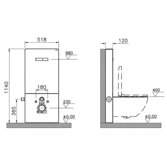 Vitra Vitrus Glass Covered Concealed Cistern 2.5/4 Litre for Wall Hung WC - White - Envy Bathrooms Ltd