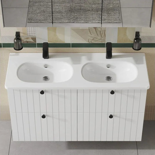VitrA Zentrum 1200x460mm 2TH Vanity Basin w/Overflow - White - 7795B003-0001 - Envy Bathrooms Ltd