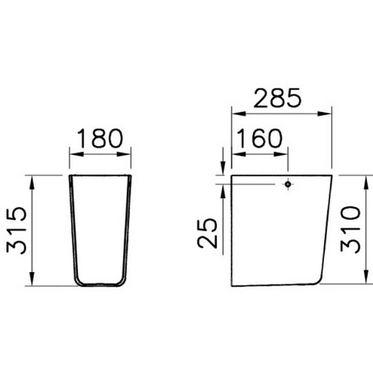 VitrA Zentrum 180x285mm Semi Pedestal Only - White - 7291L003-7200 - Envy Bathrooms Ltd