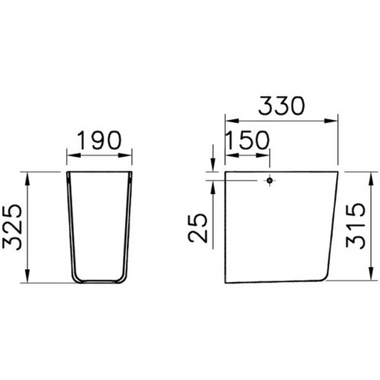 VitrA Zentrum 190x330mm Semi Pedestal Only - White - 7292L003-7200 - Envy Bathrooms Ltd