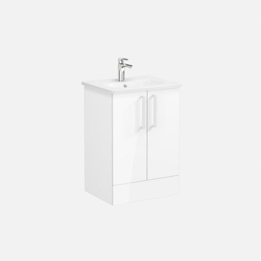 VitrA Zentrum 60cm 2 Drawer F/S Washbasin Unit | High Gloss White | 66379 - Envy Bathrooms Ltd