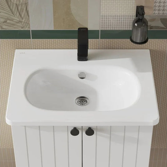 VitrA Zentrum 600x460mm 1TH Vanity Basin w/Overflow - White - 7791B003-0001 - Envy Bathrooms Ltd