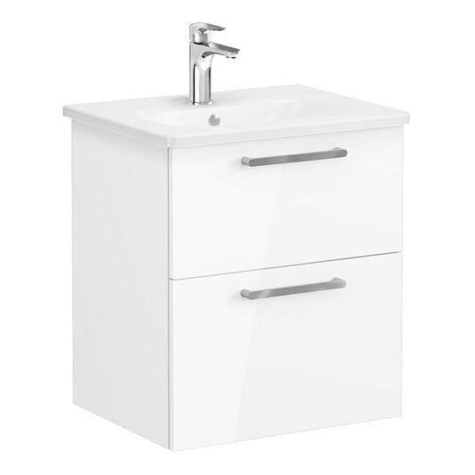 VitrA Zentrum 60cm 2 Drawer W/H Washbasin Unit | High Gloss White | 66295 - Envy Bathrooms Ltd