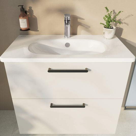 VitrA Zentrum 80cm 2 Drawer W/H Washbasin Unit | High Gloss White | 66307 - Envy Bathrooms Ltd