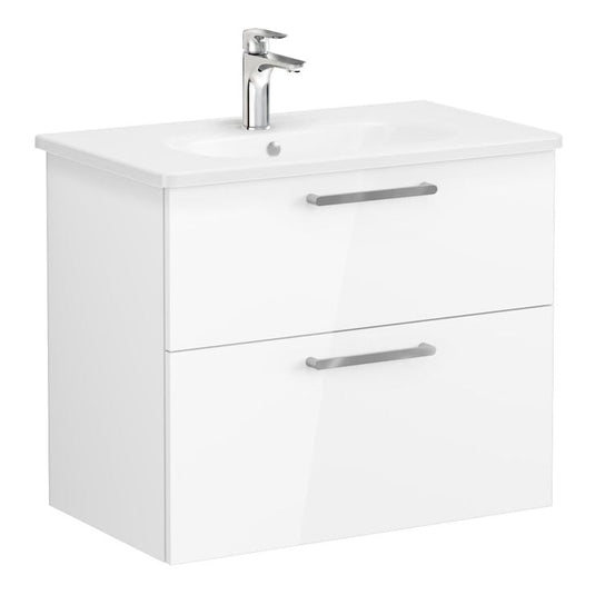 VitrA Zentrum 80cm 2 Drawer W/H Washbasin Unit | High Gloss White | 66307 - Envy Bathrooms Ltd