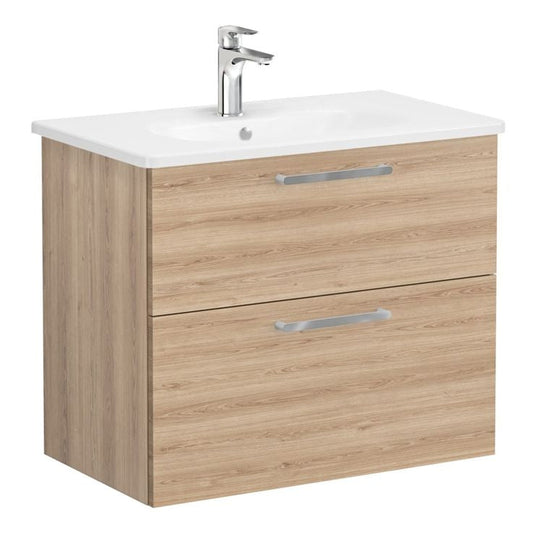 VitrA Zentrum 80cm 2 Drawer W/H Washbasin Unit | Natural Oak | 66303 - Envy Bathrooms Ltd