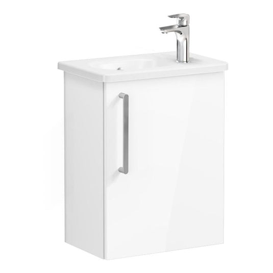 VitrA Zentrum Compact 45cm 1 Door W/H Washbasin Unit (RH Hinge) | High Gloss White | 66331 - Envy Bathrooms Ltd