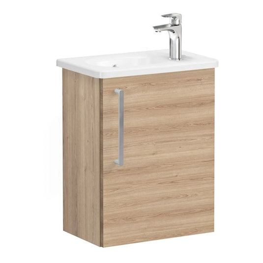 VitrA Zentrum Compact 45cm 1 Door W/H Washbasin Unit (RH Hinge) | Natural Oak | 66327 - Envy Bathrooms Ltd