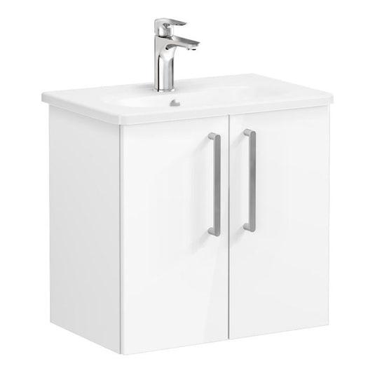 VitrA Zentrum Compact 60cm 2 Door W/H Washbasin Unit | High Gloss White | 66367 - Envy Bathrooms Ltd