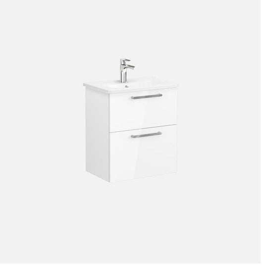 VitrA Zentrum Compact 60cm 2 Drawer W/H Washbasin Unit | High Gloss White | 68100 - Envy Bathrooms Ltd