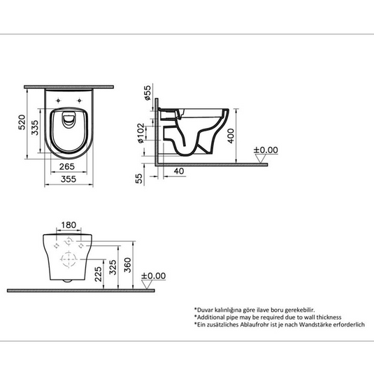 VitrA Zentrum SmoothFlush Wall Hung Pan Only (Hidden Fix) - White - 7786L003-0075 - Envy Bathrooms Ltd