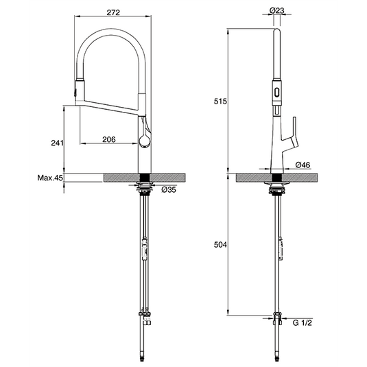 Clearwater Alasia Pro Single Lever Pull Out Kitchen Sink Mixer Tap - Brushed Nickel - ALA30BN