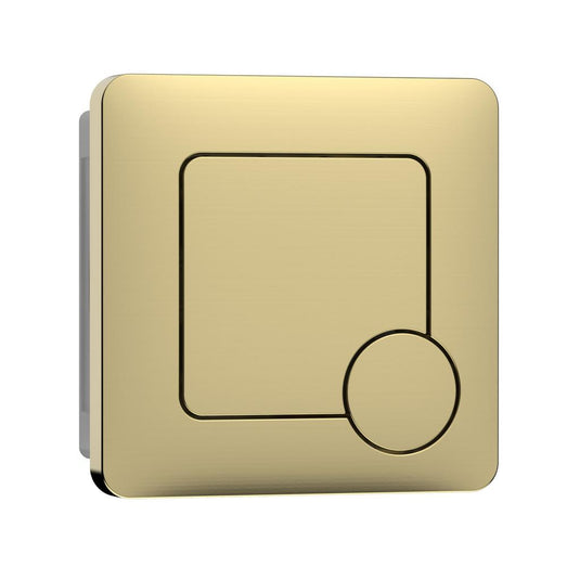Modern brushed brass square bathroom light switch with round dimmer knob