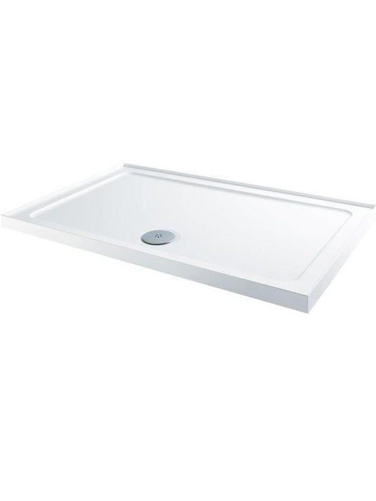 MX Elements 1000mm x 800mm Stone Resin Rectangular Shower Tray with Upstand - White - SOZ