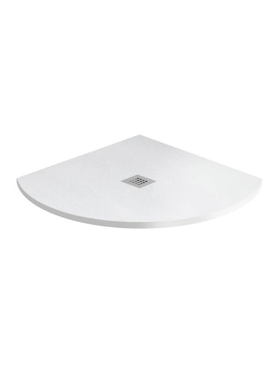 MX Minerals 900mm x 900mm Anti-Slip Slate Effect Quadrant Shower Tray - Ice White - X2U