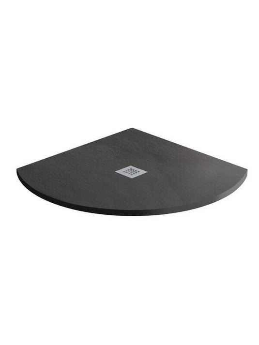 MX Minerals 900mm x 900mm Anti-Slip Slate Effect Quadrant Shower Tray - Jet Black - X2J