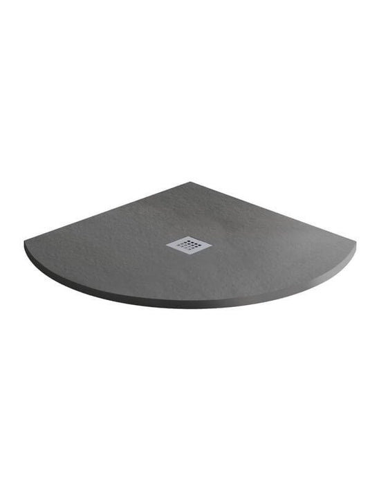 MX Minerals 900mm x 900mm Anti-Slip Slate Effect Quadrant Shower Tray - Ash Grey - X2K