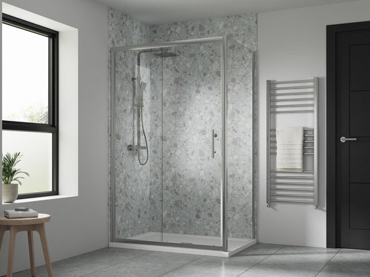 Envy Hapi6 800mm Side Panel - Polished Silver - Envy Bathrooms Ltd