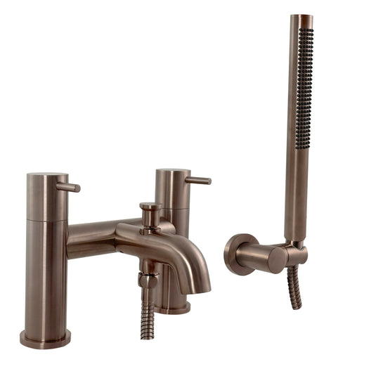 JTP Vos Deck Mounted Bath Shower Mixer Tap with Shower Kit Brushed Bronze | 21275BRZ