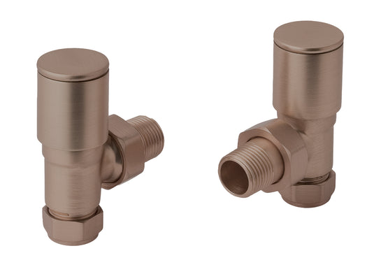 JTP Manual Angled Radiator Valves Pair - Brushed Bronze