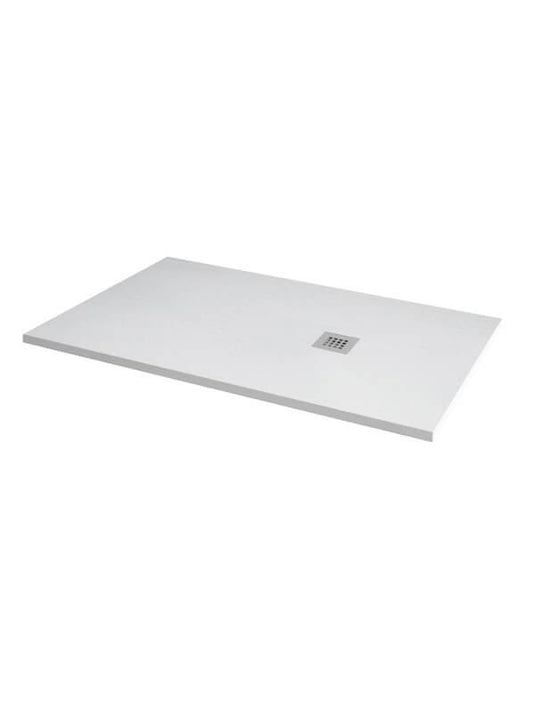 MX Minerals 1700mm x 800mm Anti-Slip Slate Effect Rectangular Shower Tray - Ice White - X27