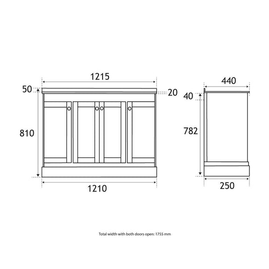 Eastbrook Hardwick 1200mm Traditional Double Bowl Vanity Unit Blue | 36.4013