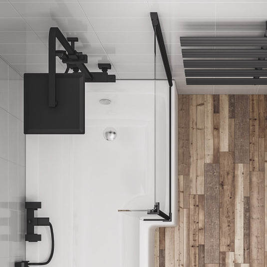 Eastbrook L-Shaped Bath Screen 1400x835mm Right Hand Matt Black | 49.2011