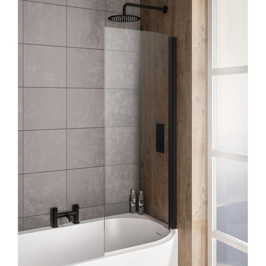 Eastbrook Bray 6mm Bath Screen 1400x730mm Right Hand Matt Black | 49.2018