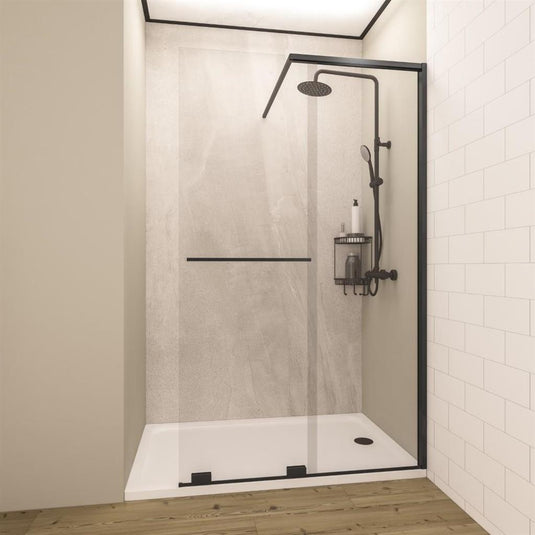 Eastbrook Corniche 2000 1600mm Soft Close Walk-In Sliding Panel RH Matt Black | 49.7015