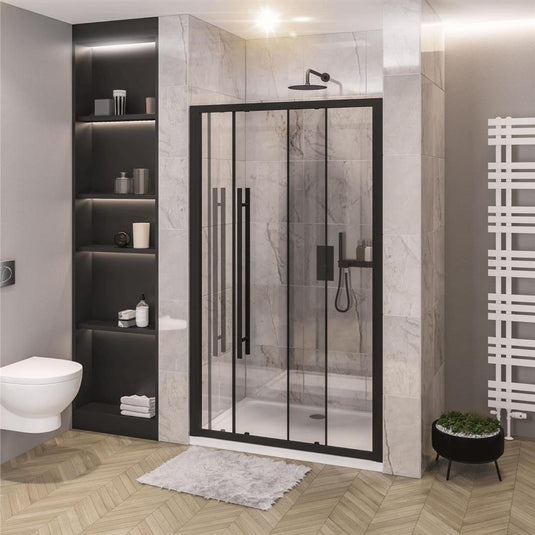 Eastbrook Vantage 2000 1600mm Soft Close Sliding Shower Door Matt Black | 49.7061