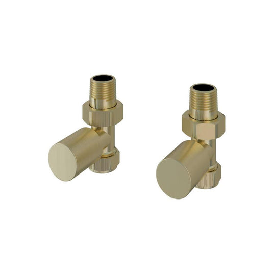 Eastbrook Straight Radiator Valves Pair Brushed Brass | 54.0042