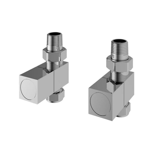Eastbrook Straight Square Radiator Valves Pair Chrome | 54.0053