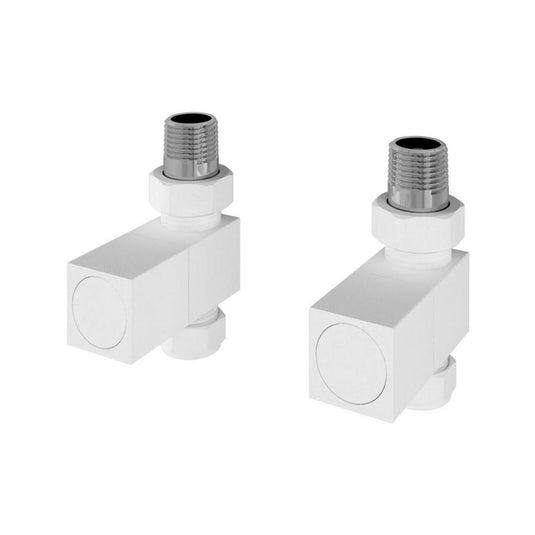 Eastbrook Straight Square Radiator Valves Pair Matt White | 54.0054