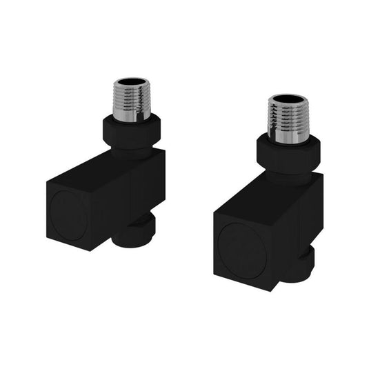 Eastbrook Straight Square Radiator Valves Pair Matt Black | 54.0056