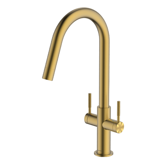 Clearwater Topaz J Dual Lever Twist & Spray Monobloc Kitchen Sink Mixer Tap - Brushed Brass - TOP20BB