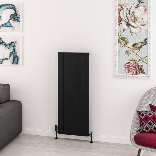 Eastbrook Withington 1200 x 470mm Aluminium Radiator Matt Black | 89.0986