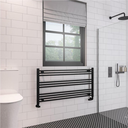 Eastbrook Wingrave 600 x 1200mm Straight Towel Multirail Matt Black | 89.1448