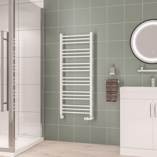 Eastbrook Corinium Round Towel Rail 1200x500mm Gloss White | 89.1544